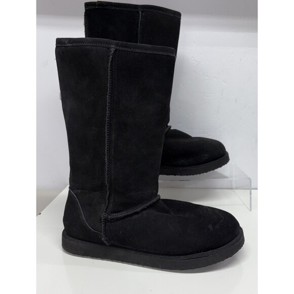 Melrose Ave Tally Black Suede Mid Calf Boots Size 9 Faux Shearling Lined - Picture 1 of 8
